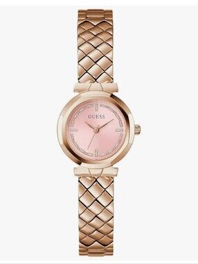 Guess Women's 26mm Watch - Rose Gold Tone Pilot Buckle Pink Dial Rose Gold Tone